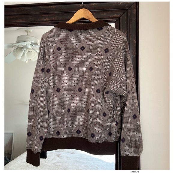 Pancaldi & B Collar Printed Wool Golf Polo Sweater - Picture 2 of 5